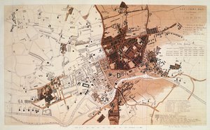 Carte sanitaire de la ville de Leeds, par Stephen Sly pour le Bureau de la Reine, 1842 - English School